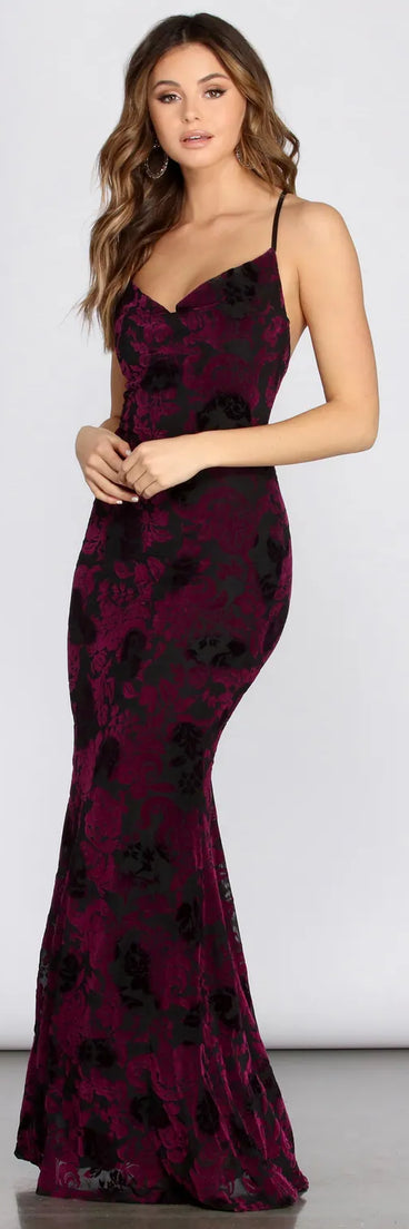 Paula Velvet Floral Burnout Dress