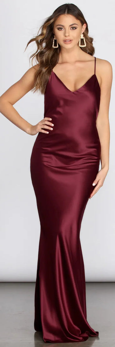 Chantel Cowl Back Satin Dress