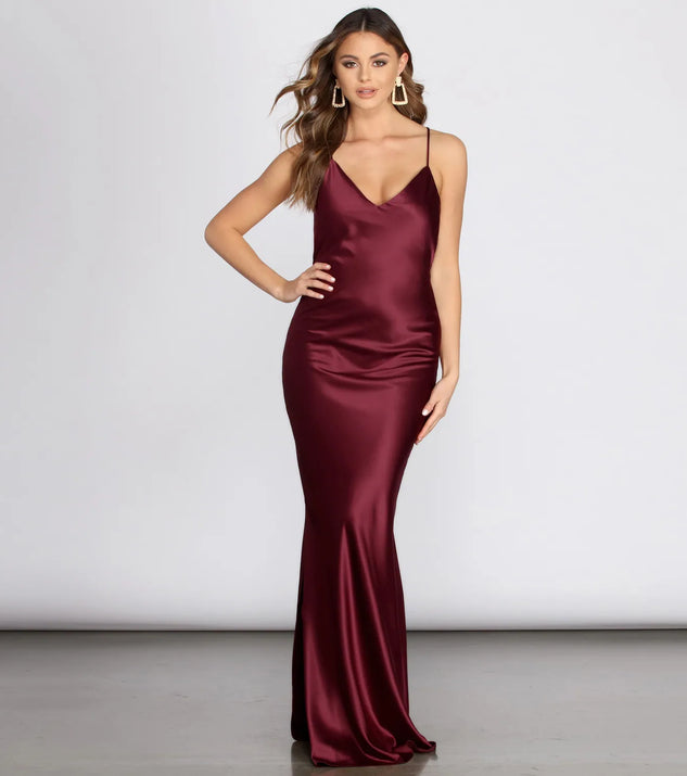 Chantel Cowl Back Satin Dress