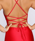 Celina Lace Up Back Satin Mermaid Dress