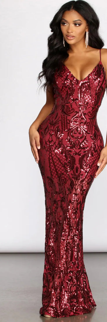 Seline Formal Sequin Scroll Dress
