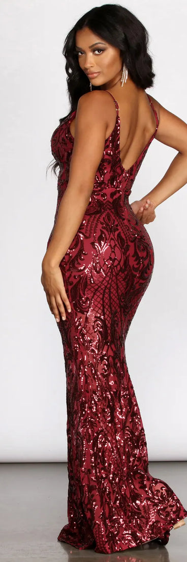 Seline Formal Sequin Scroll Dress