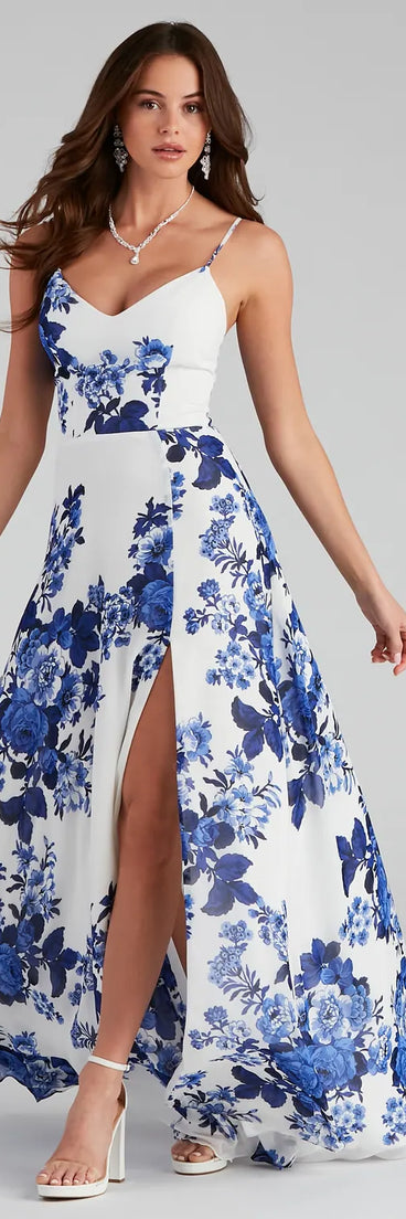 Kiana Floral Chiffon A-Line Dress