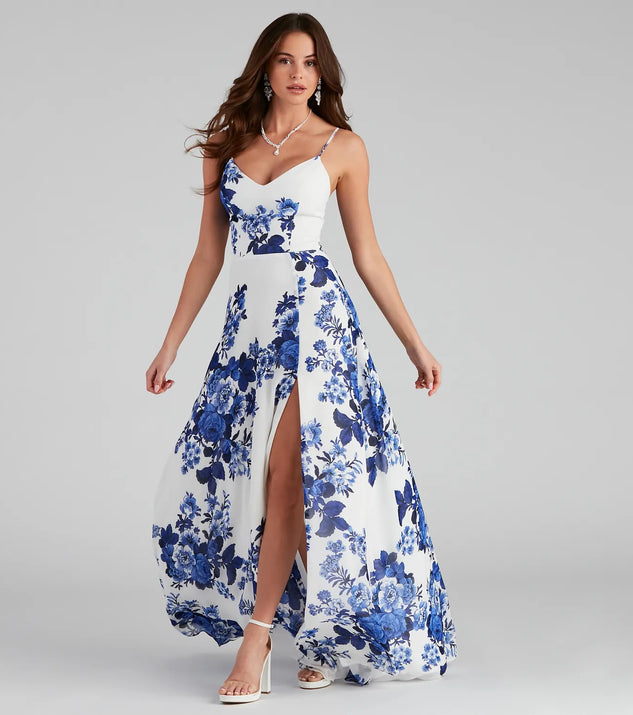 Kiana Floral Chiffon A-Line Dress