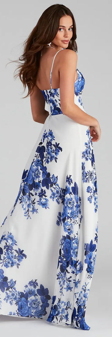 Kiana Floral Chiffon A-Line Dress