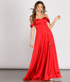 Franchesca Off Shoulder Satin A-Line Dress