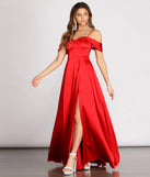 Franchesca Off Shoulder Satin A-Line Dress
