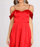 Franchesca Off Shoulder Satin A-Line Dress