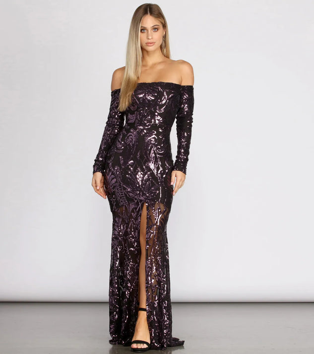 Daphne Sequin Off Shoulder Mermaid Dress