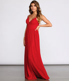 Arlyn Chiffon Deep V A Line Dress