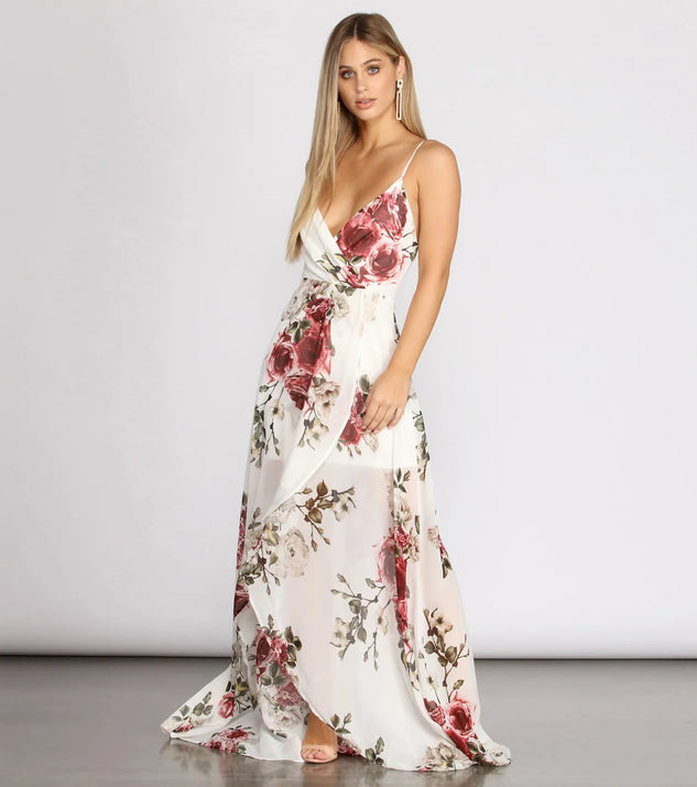Claire Floral Chiffon Wrap Dress