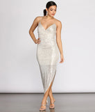 Miley Asymmetric Sequin Midi Dress