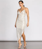 Miley Asymmetric Sequin Midi Dress