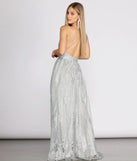 Janica Plunging Glitter A-Line Dress