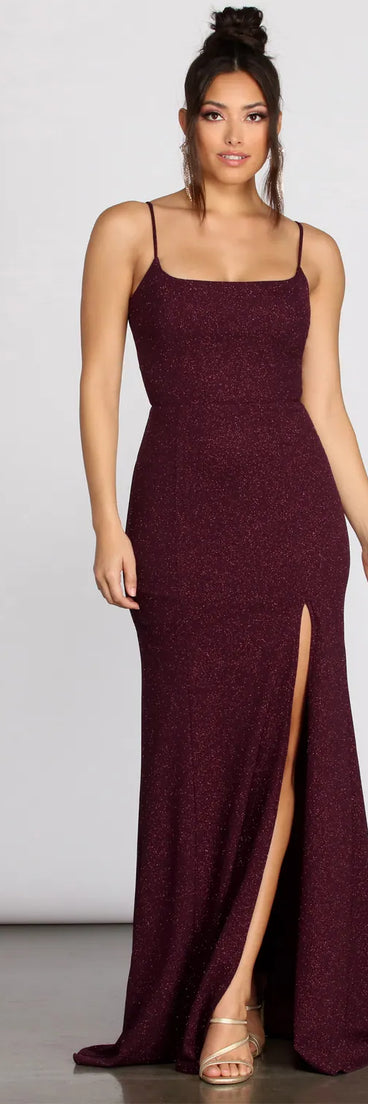 Sawyer Glitter High Slit Dress