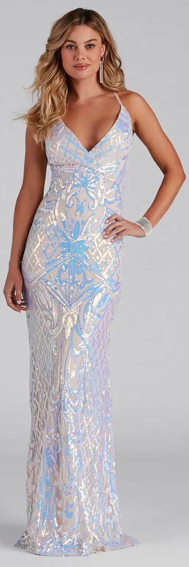 Deonne Iridescent Sequin Cross Back Dress