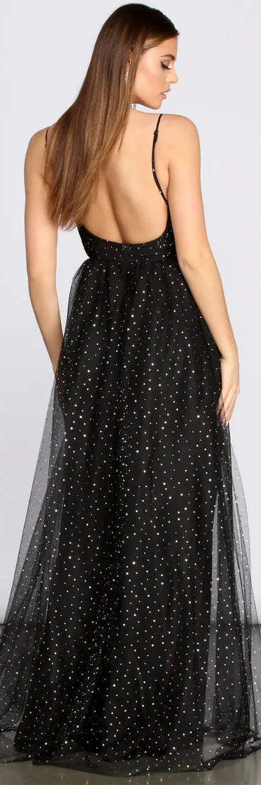 Parker Heat Stone Tulle Dress