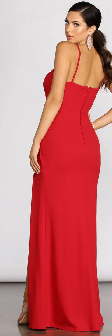 Emmy Crepe Ruched Wrap Dress