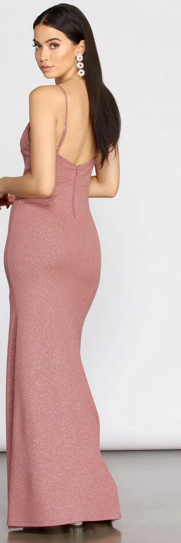 Aracely Glitter Crepe Mermaid Dress