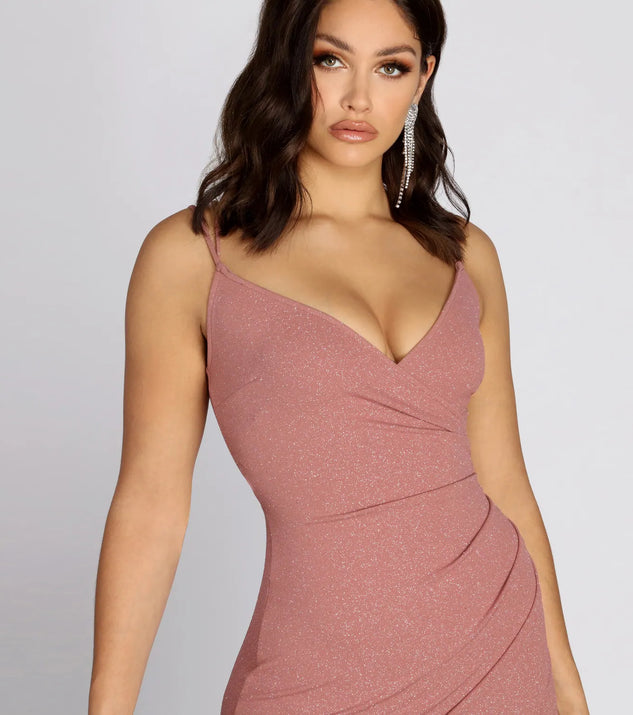 Stacia Glitter Crepe Formal Dress
