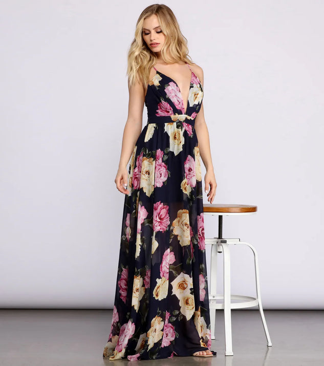 Malie Formal Floral Chiffon Dress