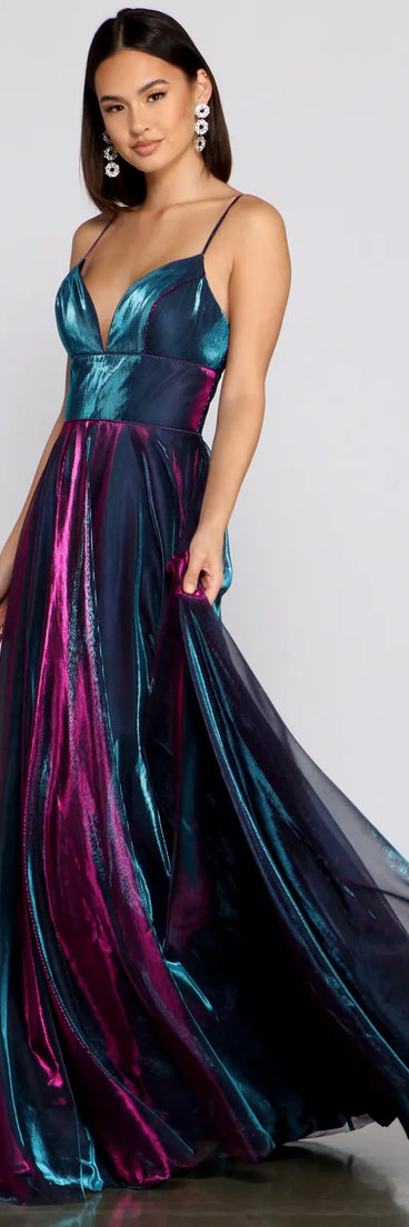 Vanda Formal Iridescent Metallic Dress