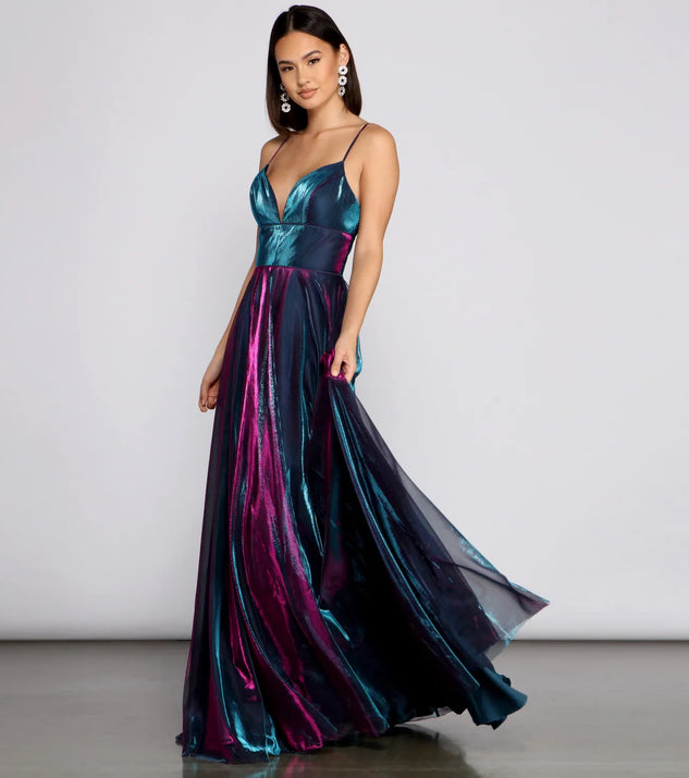 Vanda Formal Iridescent Metallic Dress