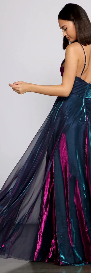 Vanda Formal Iridescent Metallic Dress