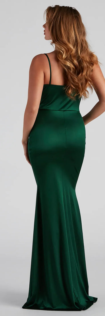 Nala Cowl Neck Satin Dress