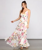 Aleena Formal Ruffled Chiffon Floral Dress