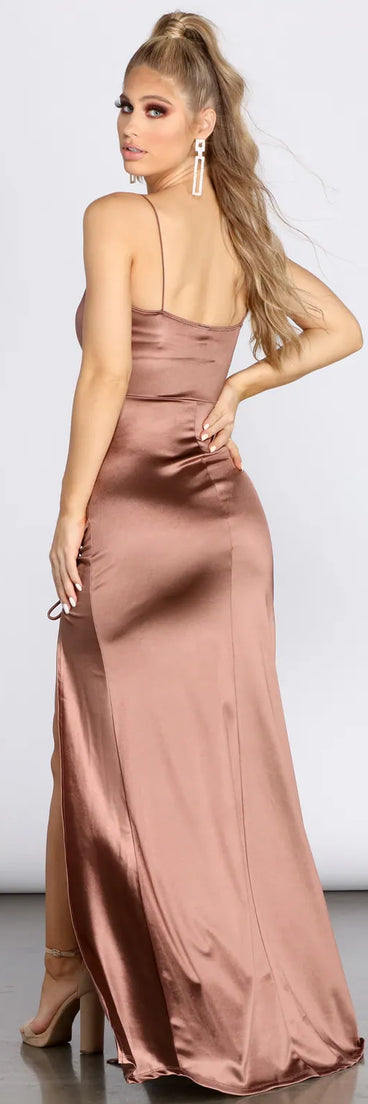 Ksenia Cowl Neck Satin Dress