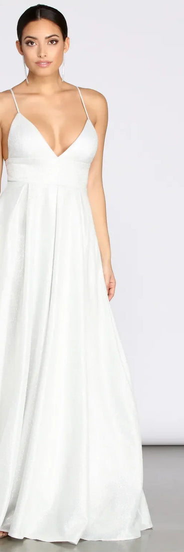 Asta Glitter Lace Up Back A-Line Dress