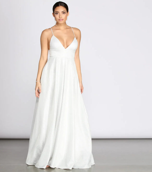 Asta Glitter Lace Up Back A-Line Dress