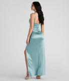 Celebrate in style with the Jolina Wrap Skirt Satin Dress, a sea formal wedding guest dress featuring an elegant silhouette and luxe details, perfect for a black-tie celebration.