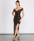 Cairo Glitter Off-Shoulder Wrap Dress
