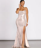 Alvera Sequin Lurex High Slit Dress