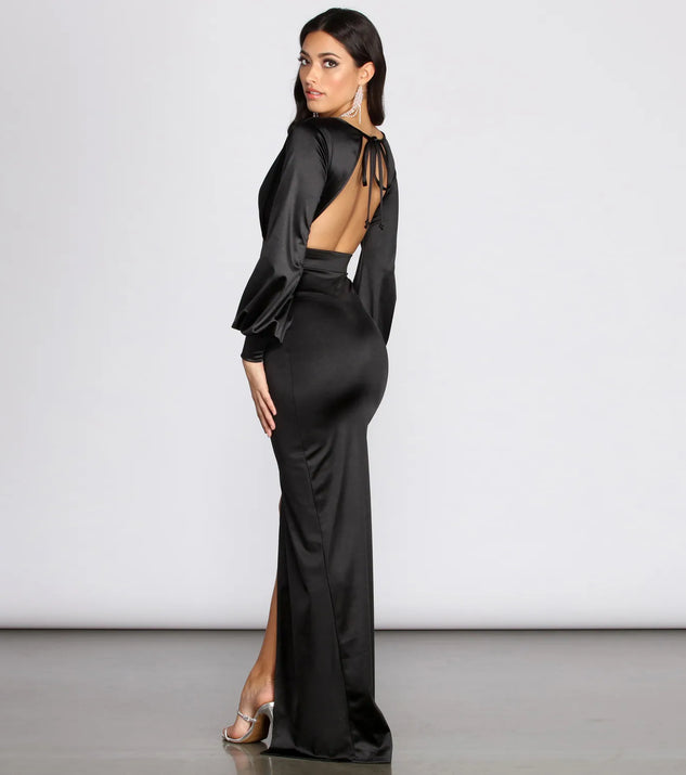 Sophia Puff Sleeve Satin Dress