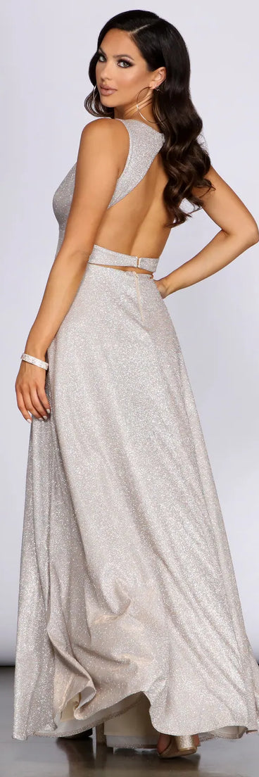 Marie-Anne Glitter High Slit Dress