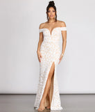 Marzia Scroll Sequin Mesh Mermaid Dress