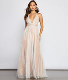 Corinne Glitter Tulle A-Line Formal Dress
