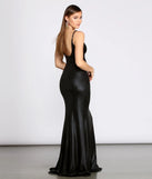 Cyra Metallic Deep V High Slit Dress