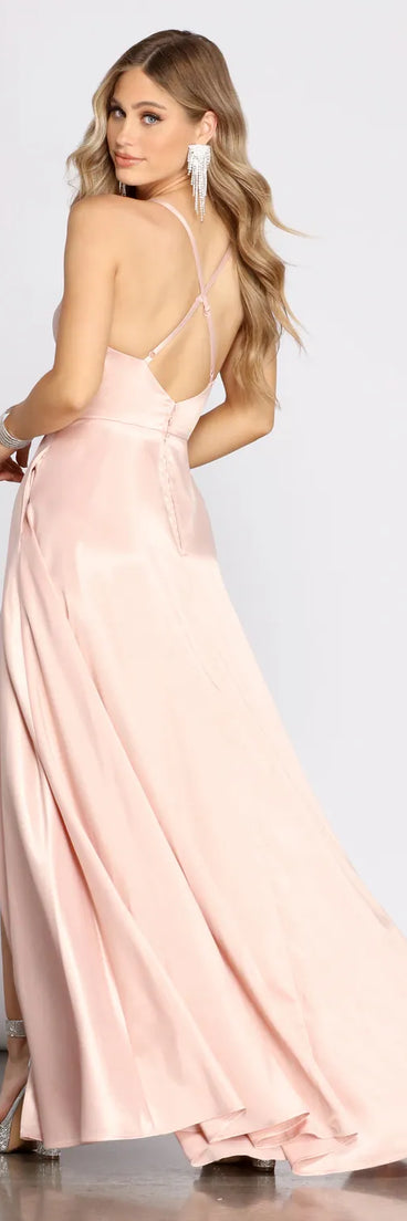 Eloise Cowl Neck Cross Back A-Line Dress