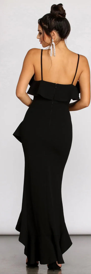 Lori Ruffle Detail High Low Dress