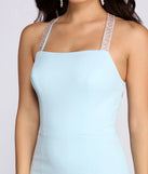 Ramona Rhinestone Cross Back Crepe Dress