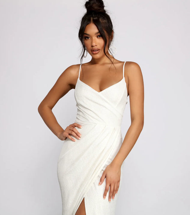 parker metallic dress Parker Formal Metallic Wrap Dress