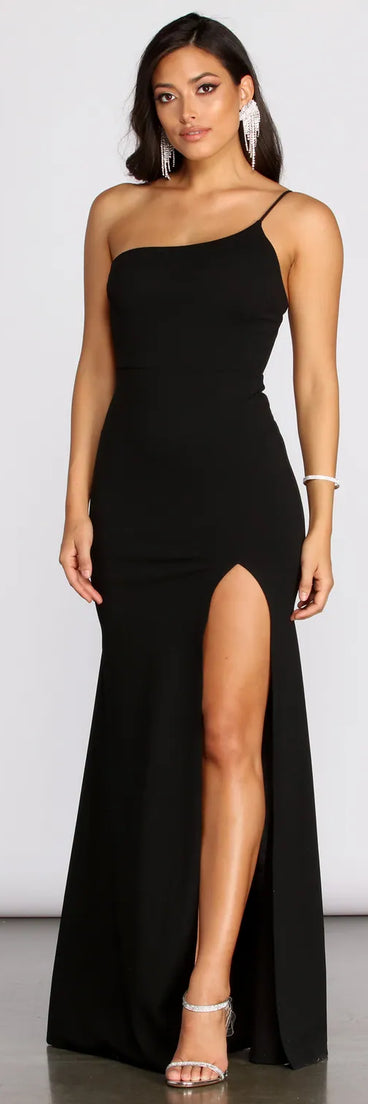 Elyse One Shoulder Tie Back Mermaid Dress