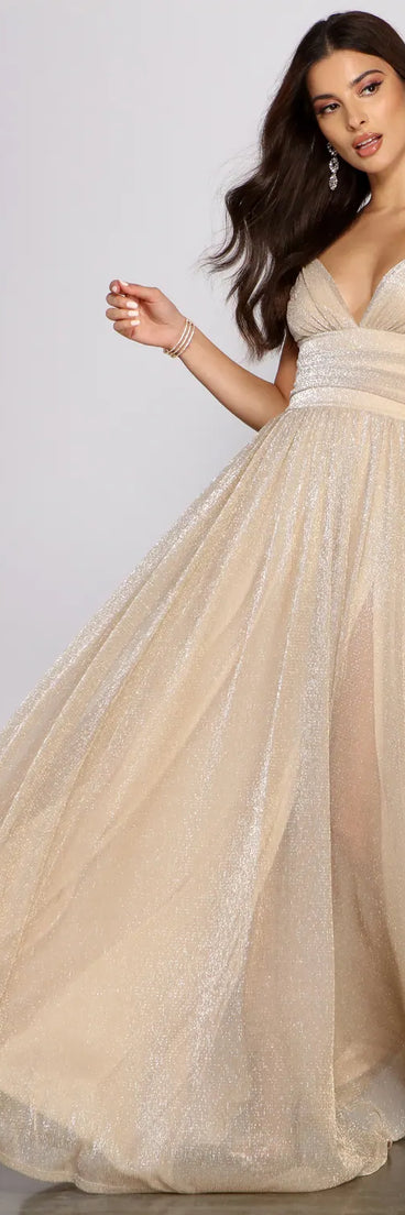 Natalie Sleeveless A-Line Mesh Formal Dress