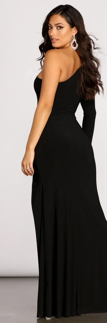 Rudy One Sleeve High Slit Dress