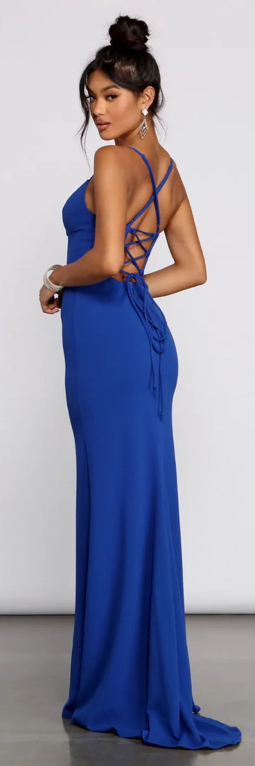 Tyler Crepe Lattice Back Formal Dress