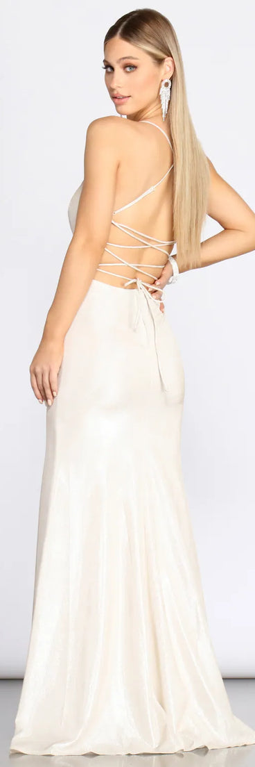 Char Formal Lattice Glitter Dress